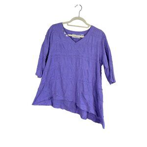 Cottonseed Top Women M Purple Floral Embroidery Retro 80s Neutral Hippie Classic